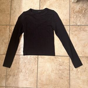 Black Waffle Knit Top